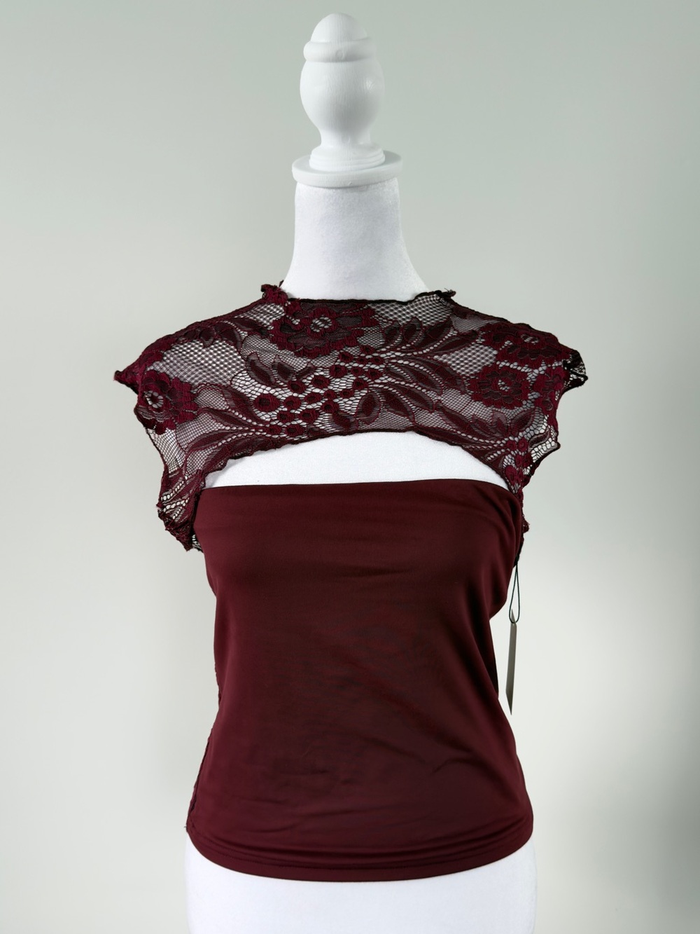 ReoRia Women's Sexy Cutout Lace Flower High Neck Sleeveless Slim Y2K Top